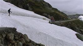 Thicker snow hampers progress on the Rallarvegen as we approach the highest point on the track